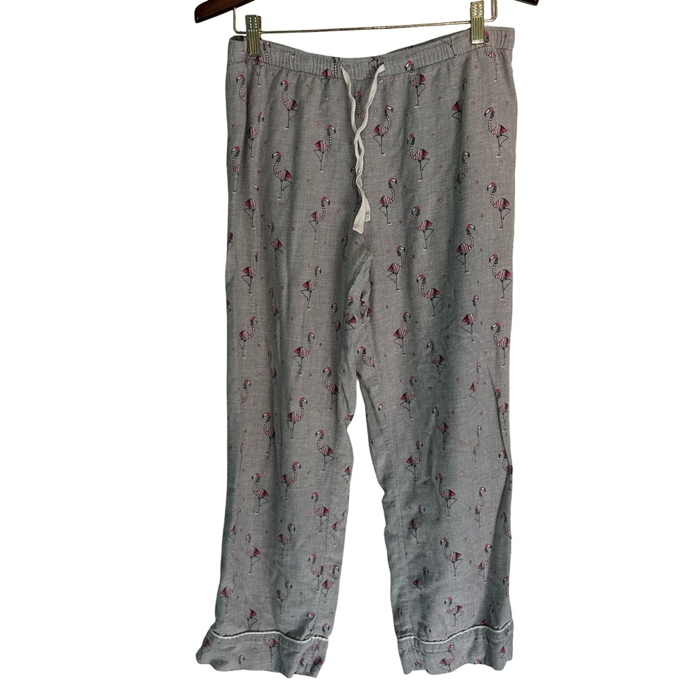 Gray Flamingo Print Pajama Pants